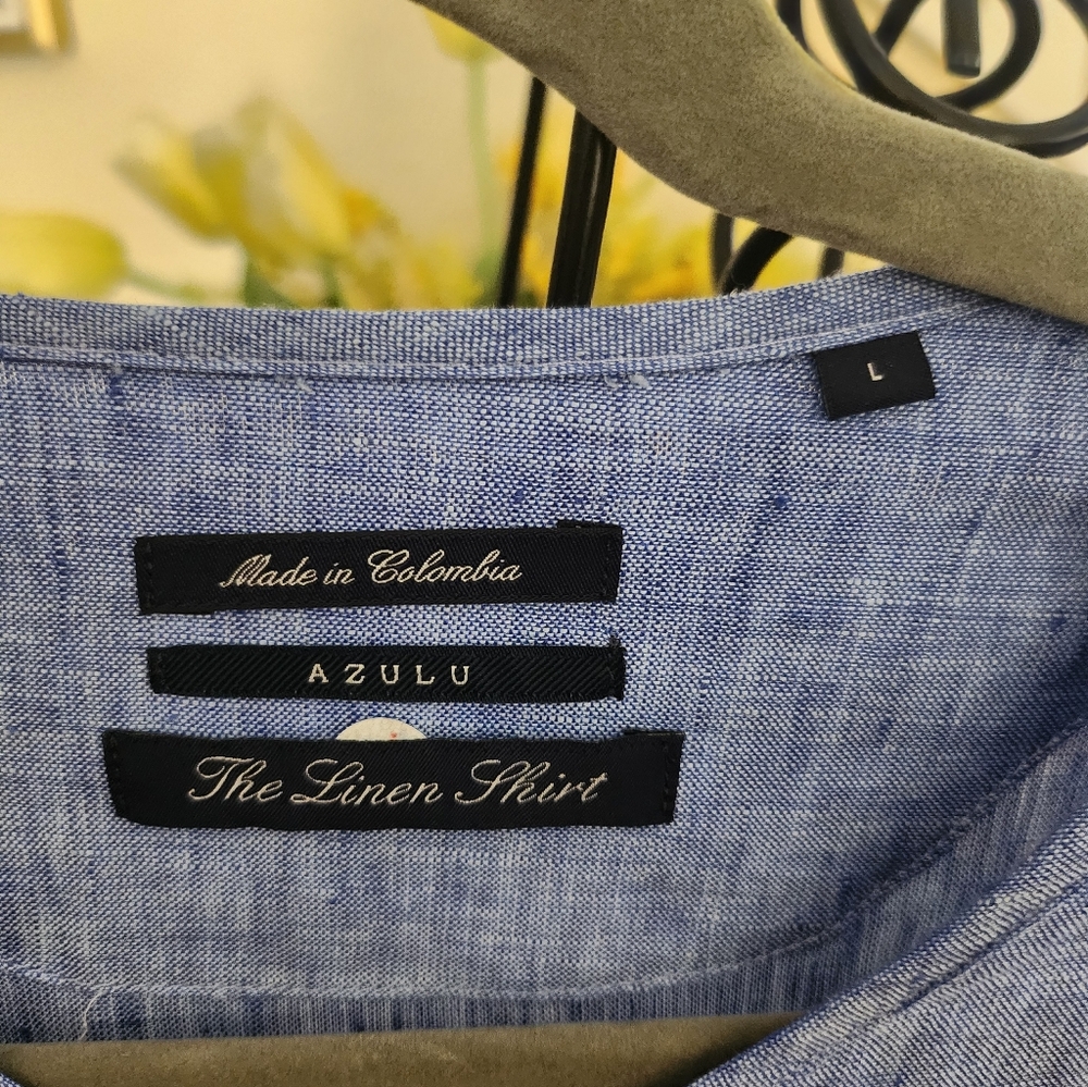 Azulu linen shirt size L NEW - Picture 2 of 4